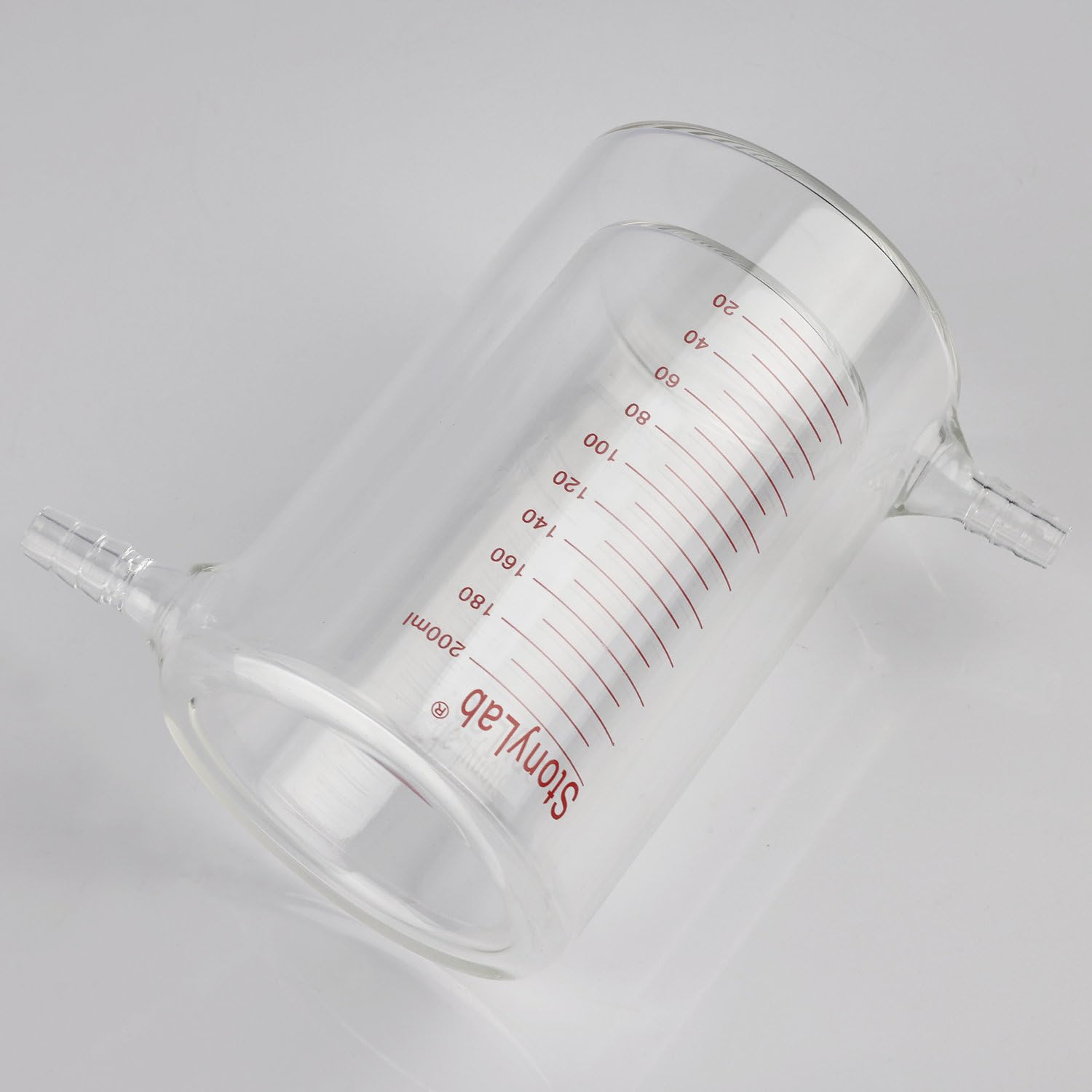 stonylab Becher a Doppia Parete in Vetro, 200 ml, Borosilicato Graduato, Fondo Piatto, Doppio Strato per Reazioni da Laboratorio