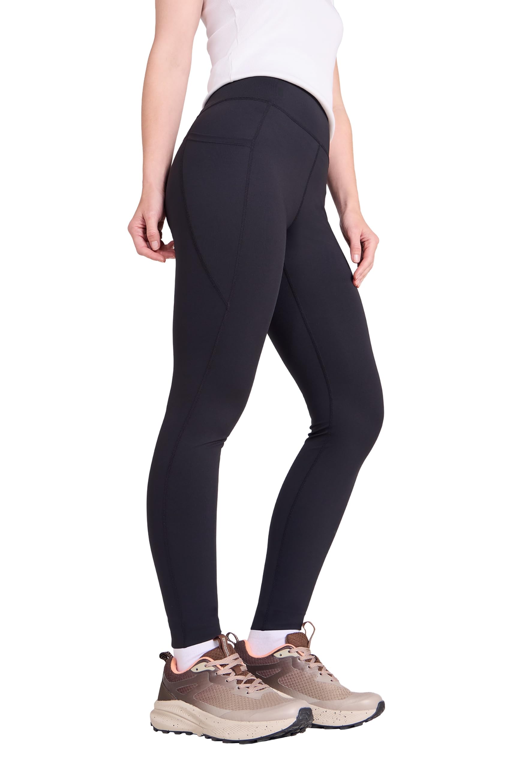 Mountain Warehouse Women's 'Blackout' Lightweight Stretchy Moisture Wicking High Waisted Leggings Pants in Black | Size: 20