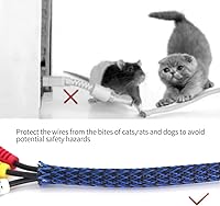 Vista 6 de Funda protectora de cable expandible de PET negro para cable de carga USB, cable de alimentación, cable de audio y video, puede proteger al perro