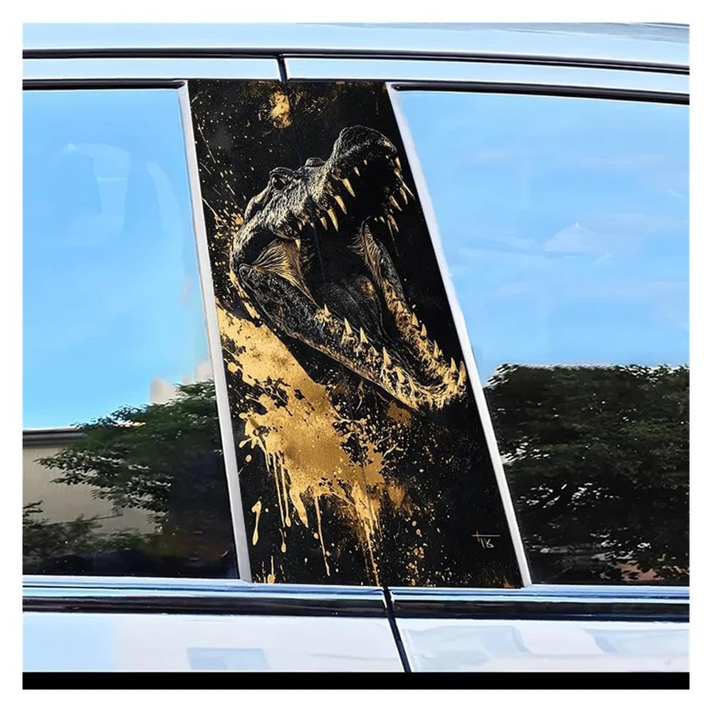 Dabhuoc One Color Car Parts 2Pcs Car Center Column Decal Crocodile Head B-Pillar Scratch Protection Sticker