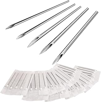 ATOMUS 50PCS Body Tattoo Piercing Needles Stainless Steel Sterile 12G 14G 16G 18G 20G Disposable Ear Nose Navel Nipple Lip Piercing Needles