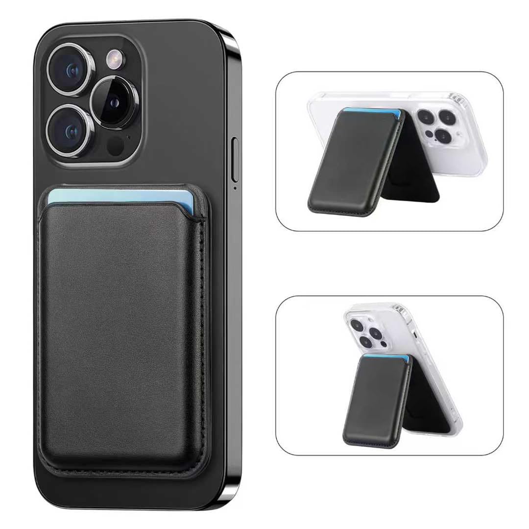 Magnetic Wallet with Video Stand, Compatible with MagSafe Wallet for iPhone Wallet with Kickstand, Card Holder for iPhone 16/15/14/13/12 Series (Black)