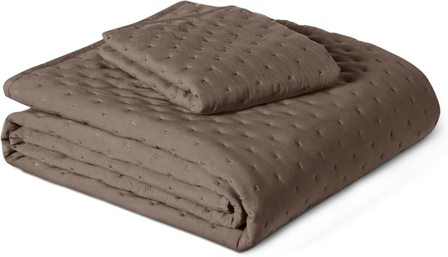 Amazon Basics Brushed Microfiber Quilt Set, Extra Soft with Natural Texture, 2-Piece,Twin/Twin XL, Brown Twin/Twin XL quilt set Brown