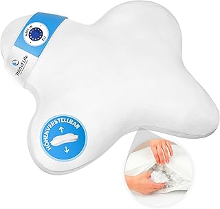 Höhenverstellbares Schmetterlingskissen - von Schlafexperten entwickelt, Ergonomisches Kopfkissen für Seitenschläfer mit Duo-Hohlfaserfüllung und atmungsaktiven Mesh-Streifen, Pillow made in EU
