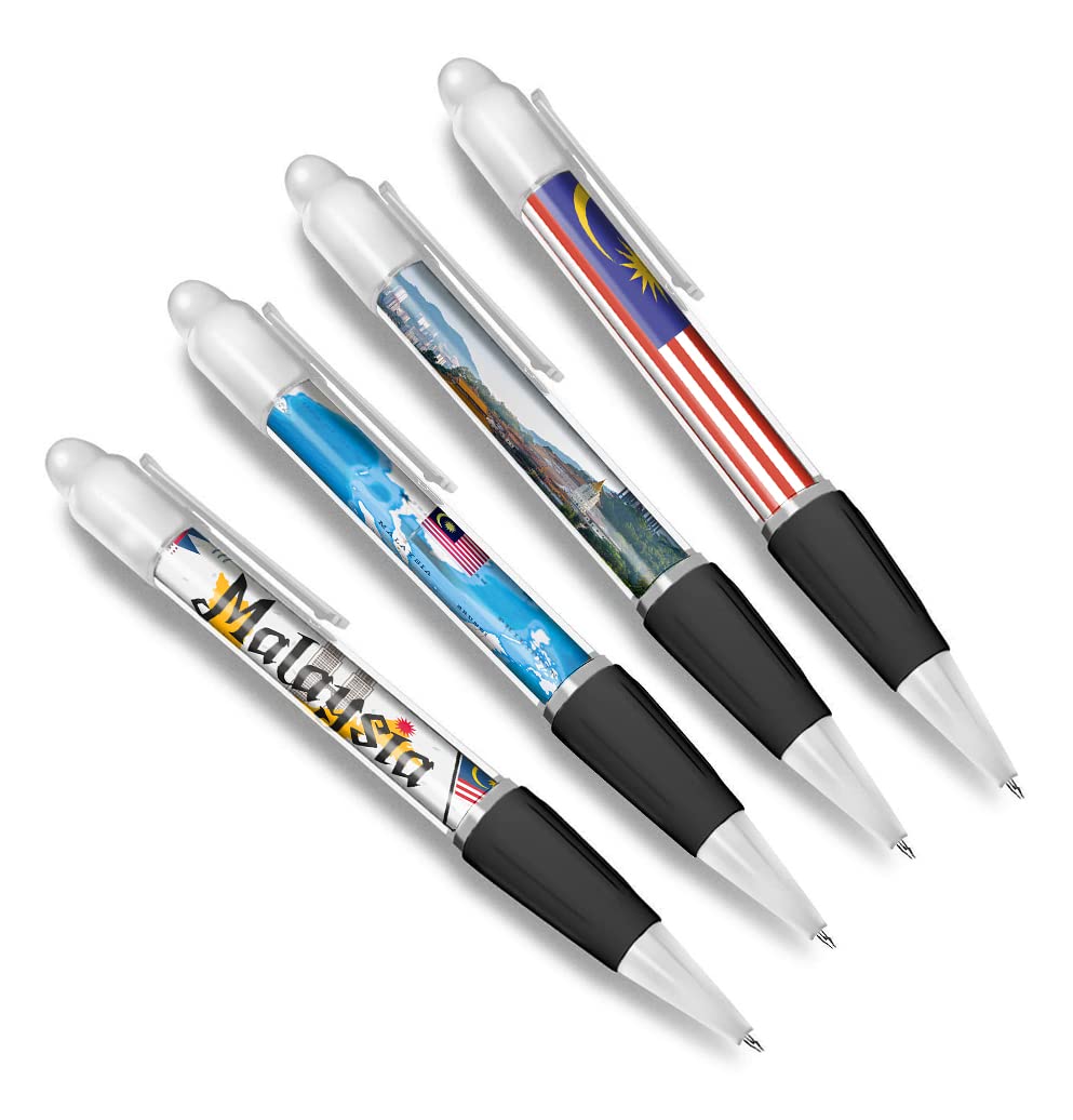 Set 4 Penne A Sfera Nere Con Bandiera Della Romania - DV DESIGN Ideale Per Viaggi E Regali