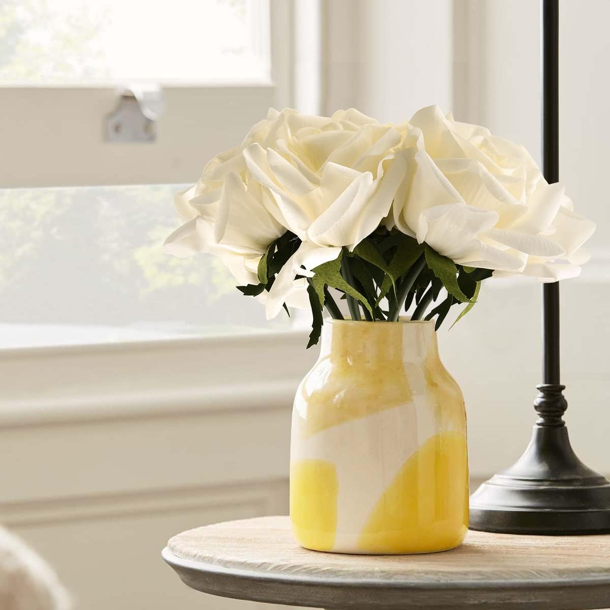 Eyamumo Fake Flowers, Faux Silk Real Touch Artificial Rose Flowers for Decoration DIY, Wedding Party, Home Office Decoration and Dining Table Centerpiece, 7Pcs (White-30cm, 30CM) - Image 7