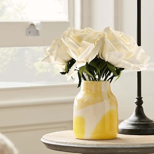 Miniatura 7 de Eyamumo Flores falsas, rosas artificiales de seda sintética al tacto real para decoración de bricolaje, fiesta de boda, decoración de oficina