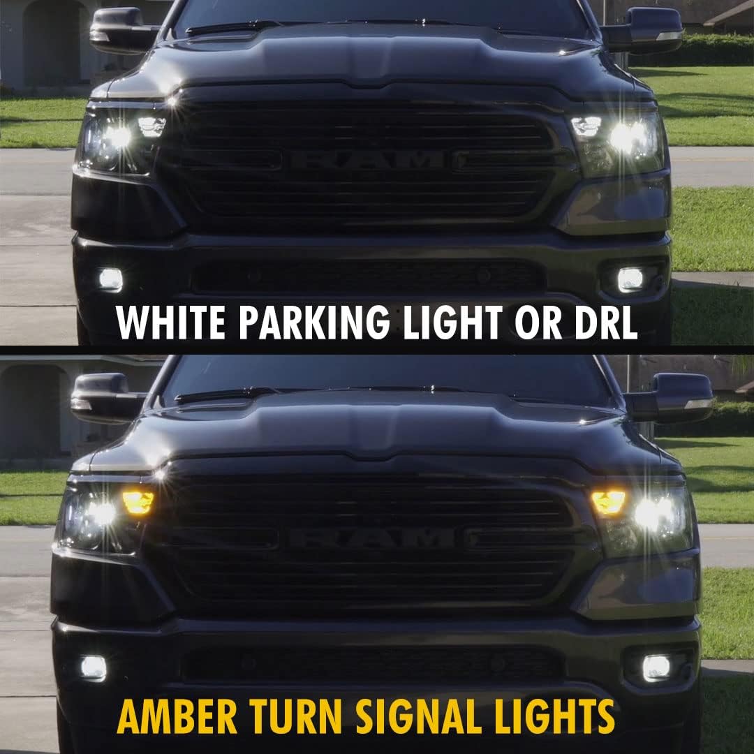 Underground Lighting 3157 Led Bulb Switchback White & Amber Dual Color Front LED DRL Parking Light Turn Signal Bulb No Hyper Flash All in One With Built-In Resistors (2 Pieces)
