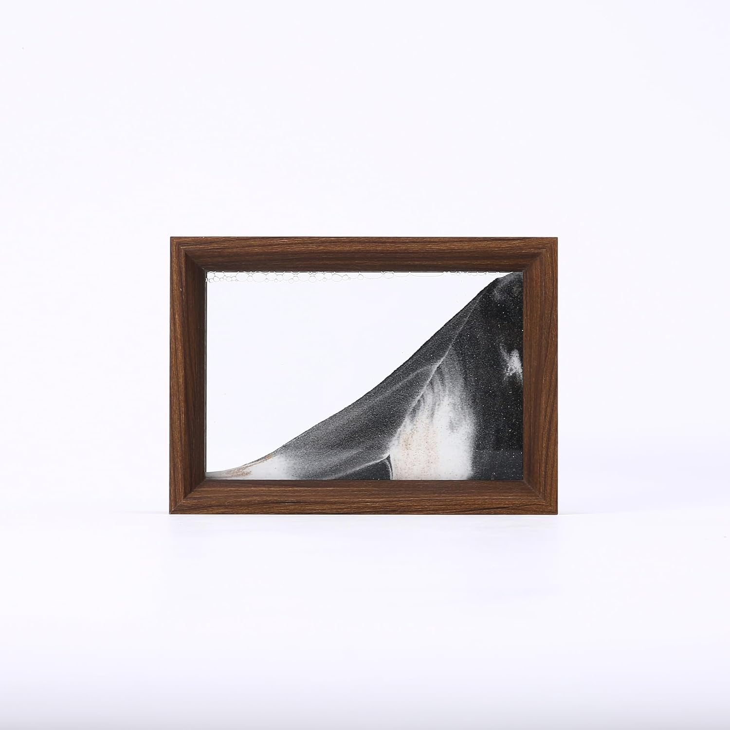 AzureLeap Moving Sand Art Liquid Motion 3D Deep Sea Sand Scene Colorful Flowing Sand Solid Wood Frame Square Glass Moving Sand Art Picture Casual Desktop Home Office Workplace Decor [Black 6in]