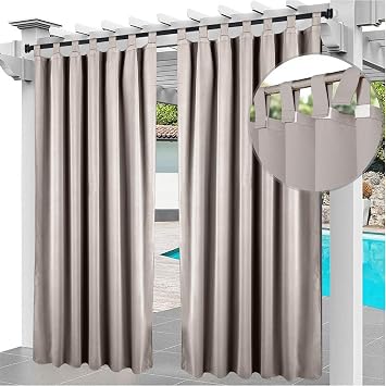 Outdoor Waterproof Curtain Garden Partition Curtain for Patio Porch Velcro Tab Top One Panel 52x72in 132 * 183cm Color Beige