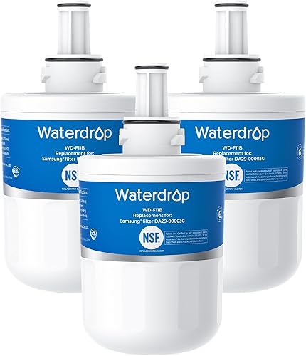 Waterdrop DA29-00003G Refrigerator Water Filter, Replacement for Samsung®, DA29-00003B, DA29-00003A, Aqua-Pure Plus, HAFCU1, RFG237AARS, FMS-1, RS22HDHPNSR, RSG257AARS, 3 Filters (Package May Vary)(3)