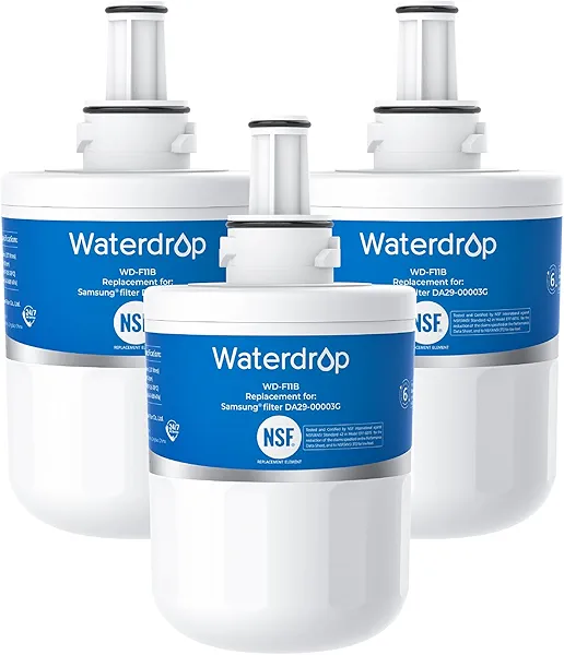 Waterdrop DA29-00003G Refrigerator Water Filter, Replacement for Samsung®, DA29-00003B, DA29-00003A, Aqua-Pure Plus, HAFCU1, RFG237AARS, FMS-1, RS22HDHPNSR, RSG257AARS, 3 Filters (Package Ma
