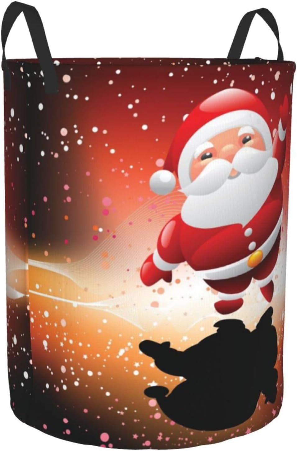 Cute Santa Claus Christmas Laundry Hamper with Durable Handle Waterproof Collapsible Laundry Basket Round Dirty Clothes Storage Basket for Bathroom Bedroom College Dorm