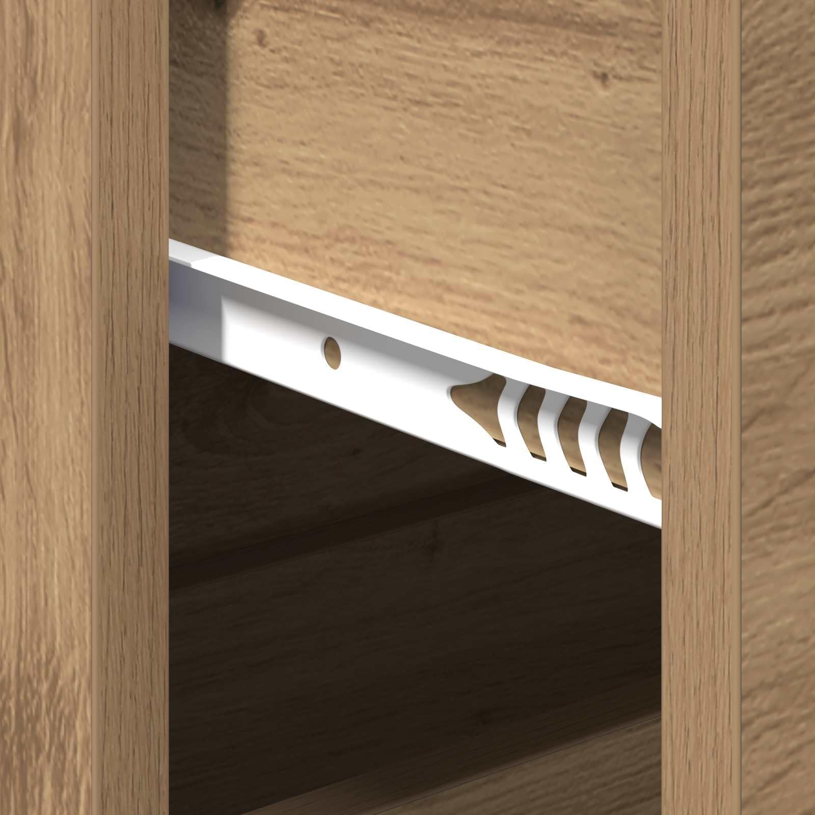 Madera resistente estilo moderno Roble artisan 60 x 39 x 80 cm Marrón | Aparador Roble artisan 60 x 39 x 80 cm Madera de ingeniería con 4 cajones y tiradores plateados para comedor moderno,