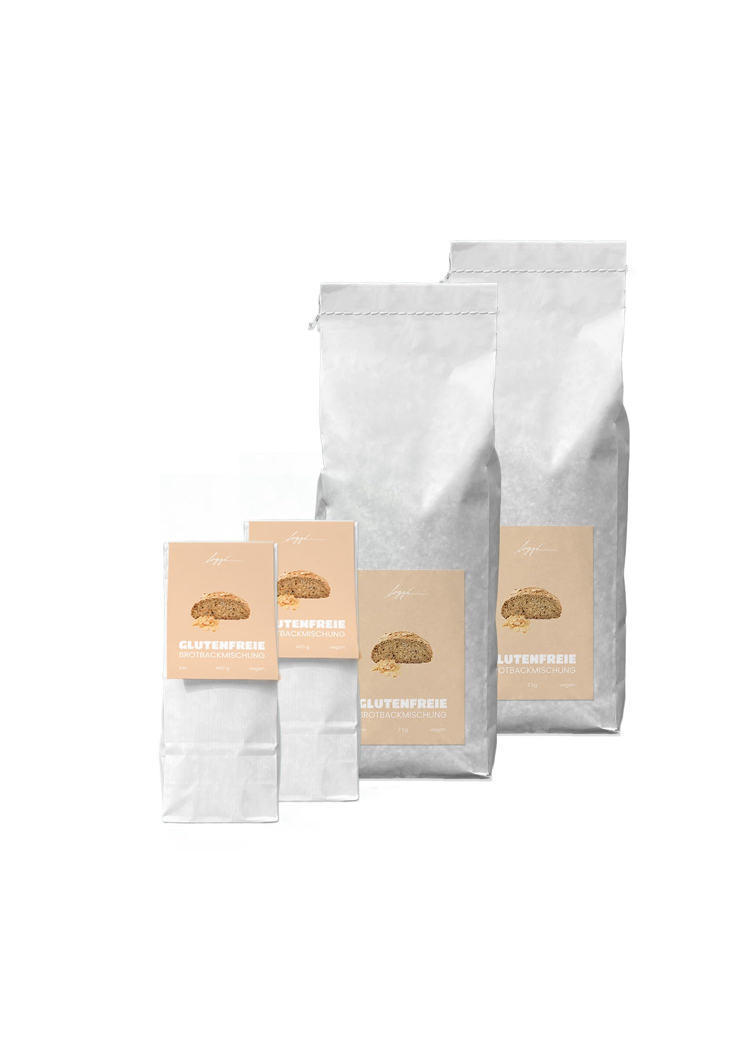Loggä Glutenfreies Brot Lower Carb Stulle, 4er Pack (2x2000g+2x400g), Bio Brotbackmischung Mit Sojaflocken, Eiweißbrot, Vegan, Keto