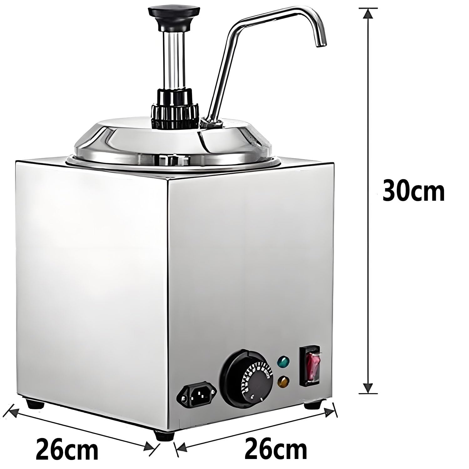 Dispensador eléctrico de queso con capacidad de 2,5 L, calentador de salsa de mantequilla de caramelo, rango de temperatura de 30 a 110 grados Celsius, conservación del calor las 24 horas