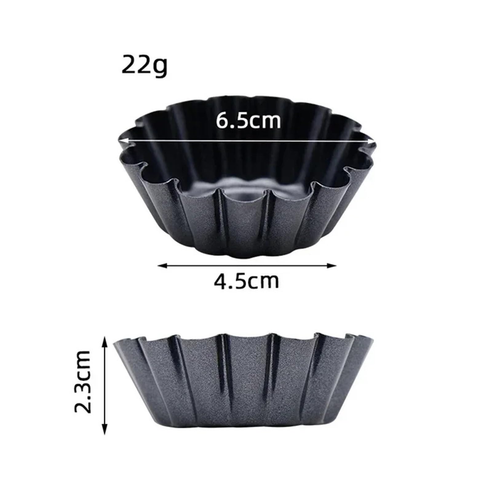 Molde para tartaletas de acero al carbono Molde de acero al carbono ondulado for tartaletas, quiches, flanes, magdalenas y cupcakes. for hornear pasteles. Utensilios repostería(Black 12pcs)