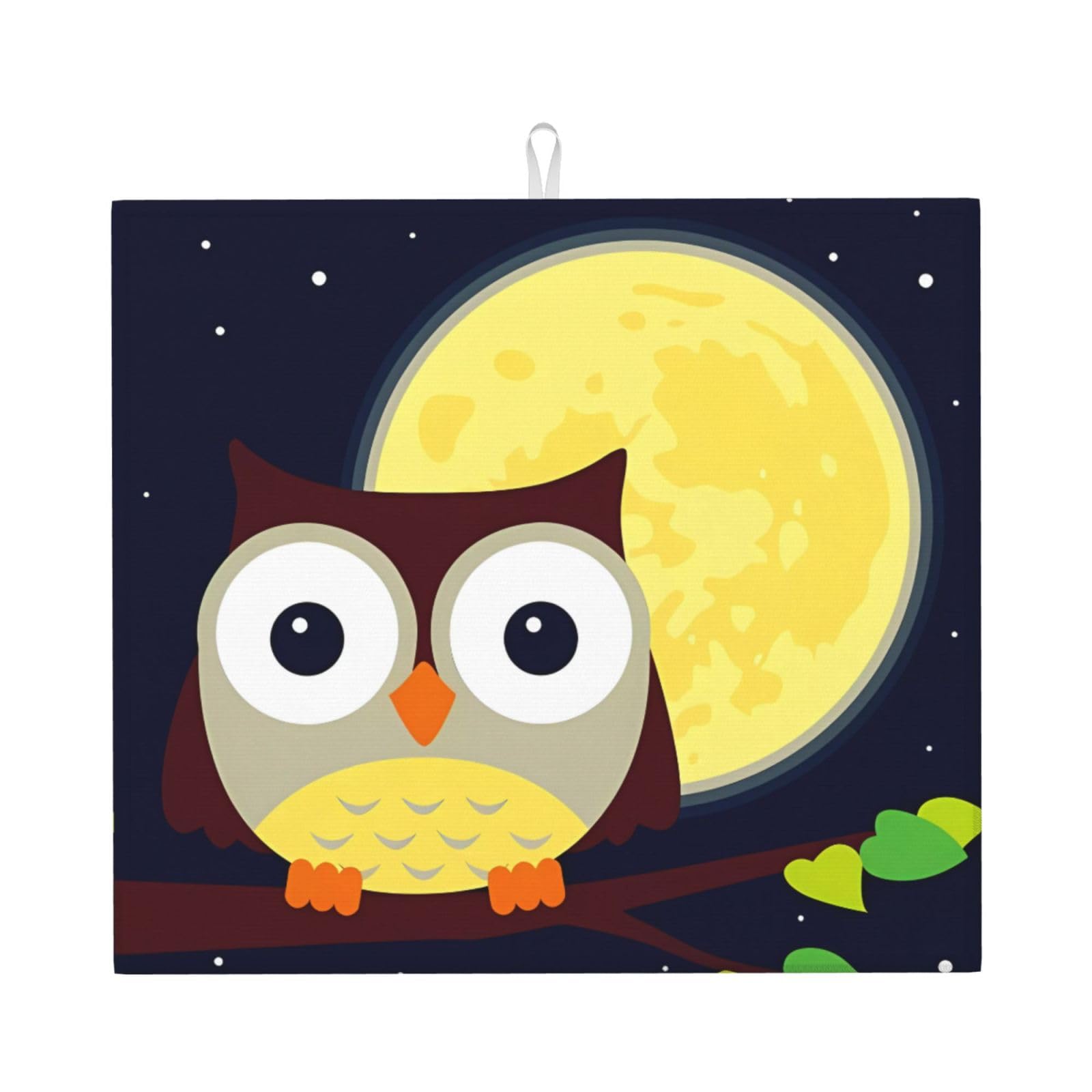 Yyhwhjde Black Owl And Yellow Moon Prints Kitchen Drying Mat – Absorbent Dish Throw For Countertop, Non-Slip Quick-Dry Layer With Vibrant Prints, Ideal For New Home Gift
