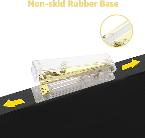 Miniatura 10 de Engrapadora acrílica dorada, engrapadora de escritorio, capacidad para 25 hojas, incluye 1000 grapas y removedor de grapas