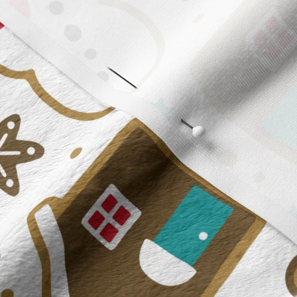 Spoonflower Fabric - Christmas Gingerbread Cookies White Snowman Winter Holidays Food Printed on Minky Fabric by The Yard - Sewing Baby Blankets Quilt Backing Plush