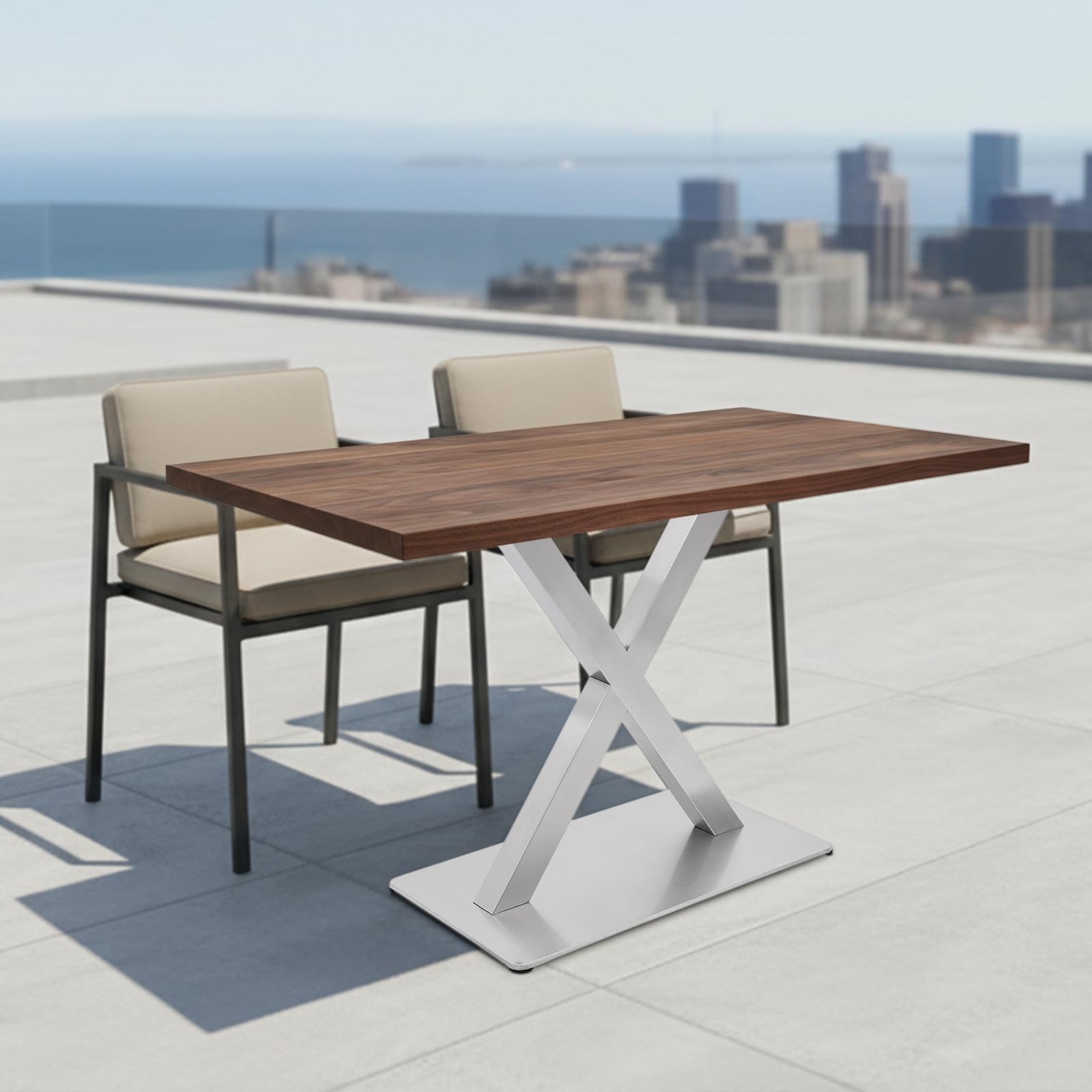 Estructura de mesa de acero inoxidable en forma de X para mesa, altura de 72 cm