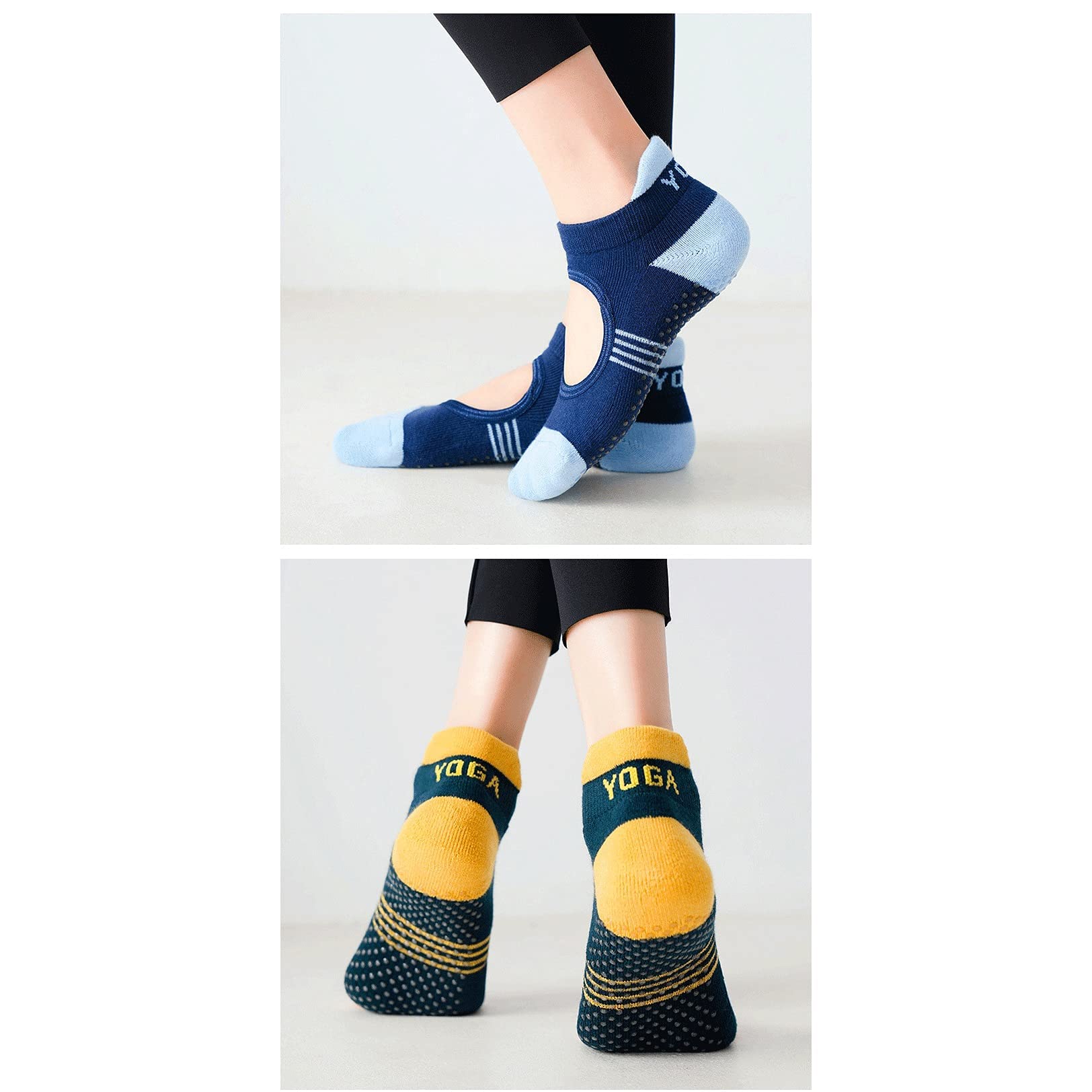 Frauen Yoga Socken Handtuch Unterseite Atmungsaktive Anti Slip Backless Pilates SockenBallet Tanz Sport Socken for Fitness-Fitnessstudio (Farbe: Blau Größe: 4.5-8.5)