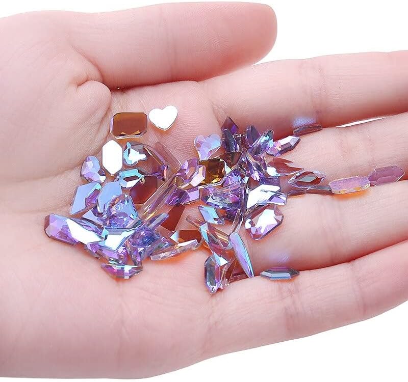 100Pcs Colorful Shaped Rhinestones Shiny Crystal Diamond Stone Nail Gems Flatback for Nail Art Rhinestone Decorations