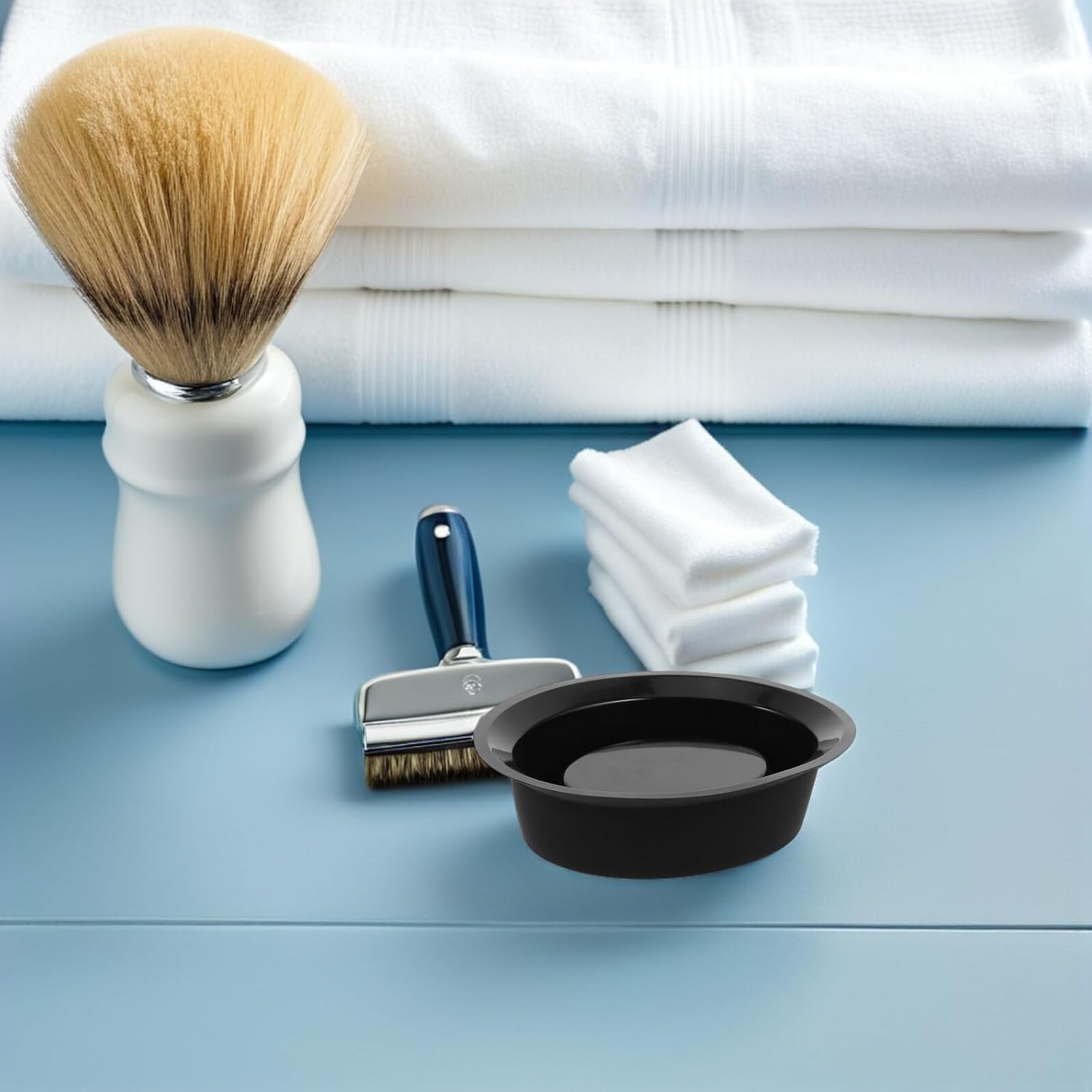 3pcs Silicone Barber Shaving Mug Set Beard Grooming Soap Bowls for Home and Salon Use Travel-friendly Reusable Black Shave Cream Bowls