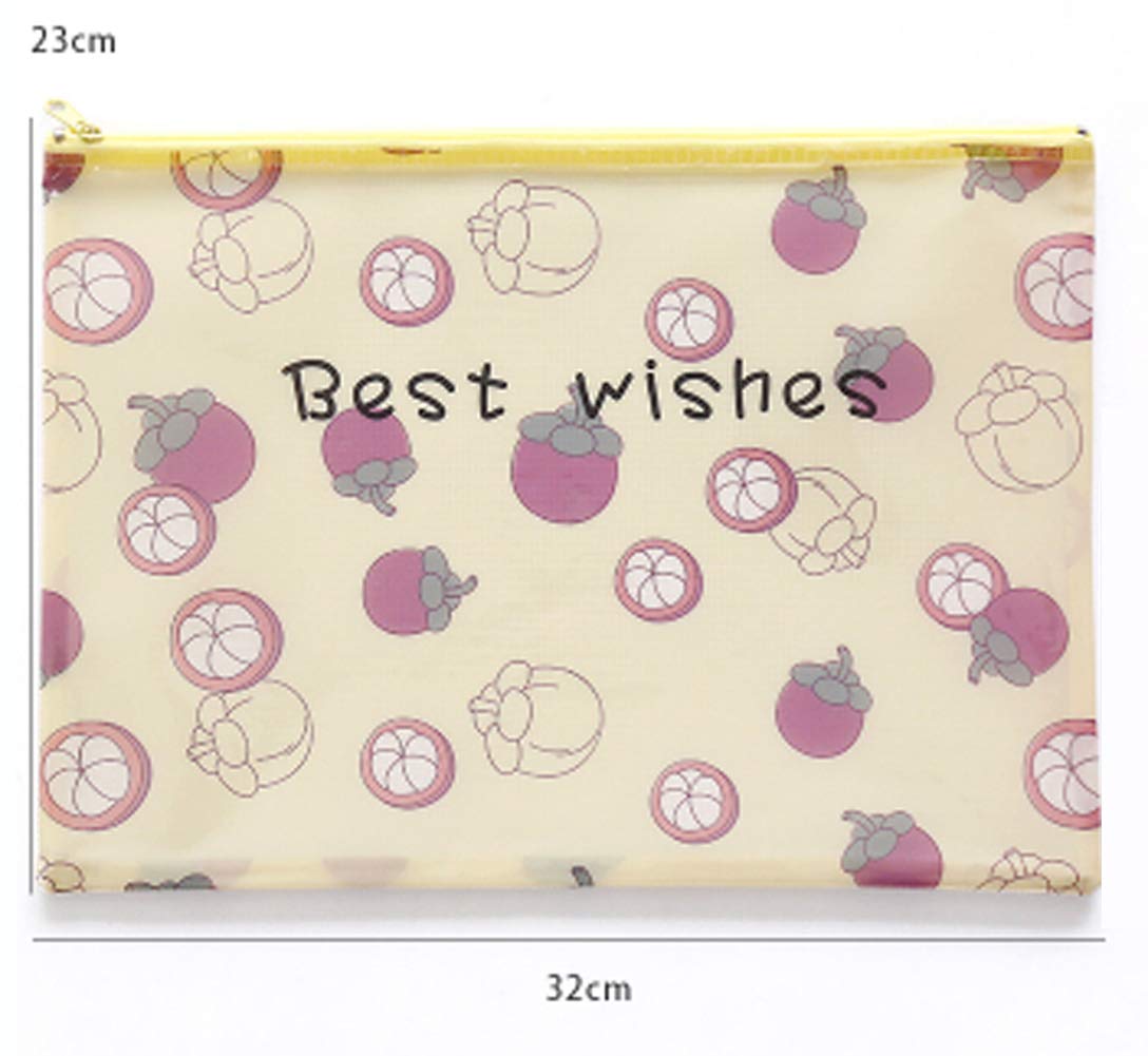 Hflove Fruit Mesh Bag Large Capacity File Bag Student Pull Side Bag (Mangosteen)