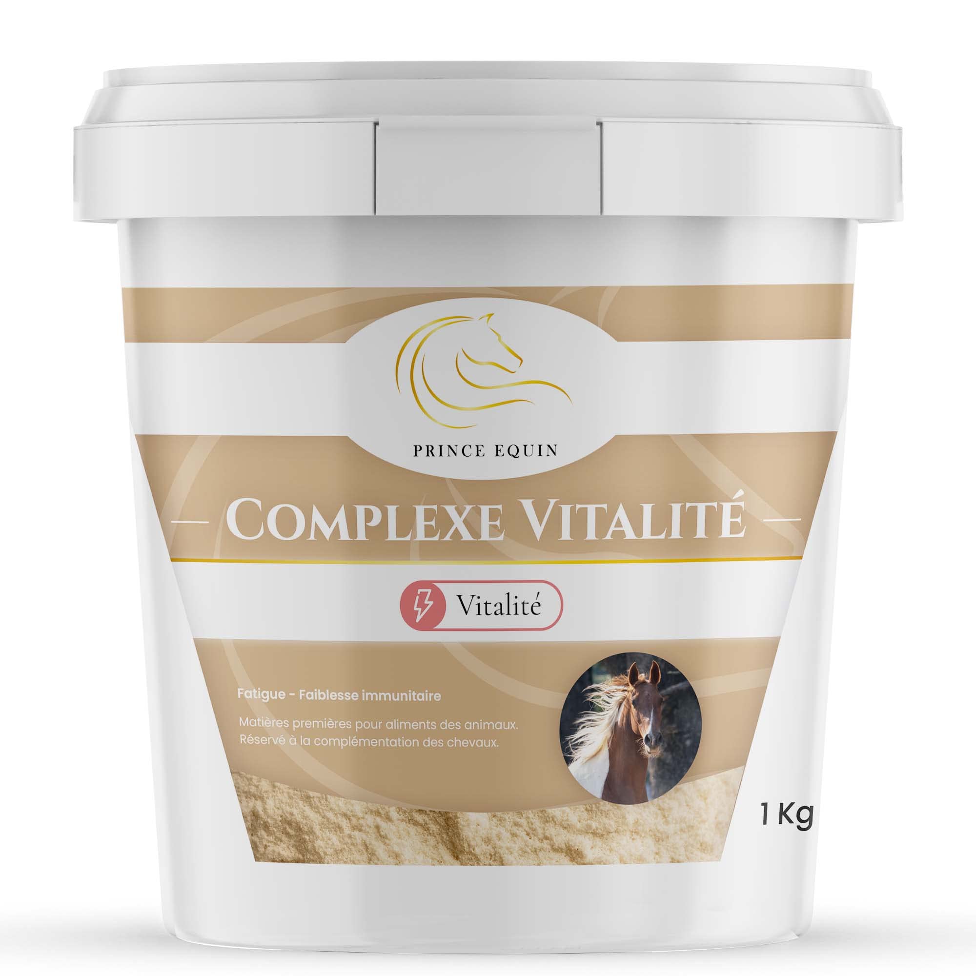 Complete vitality – Nutritional supplement horse – 1 kg bucket – White willow, vitamin C – Energy boost – Fitness – Joint comfort – French brand