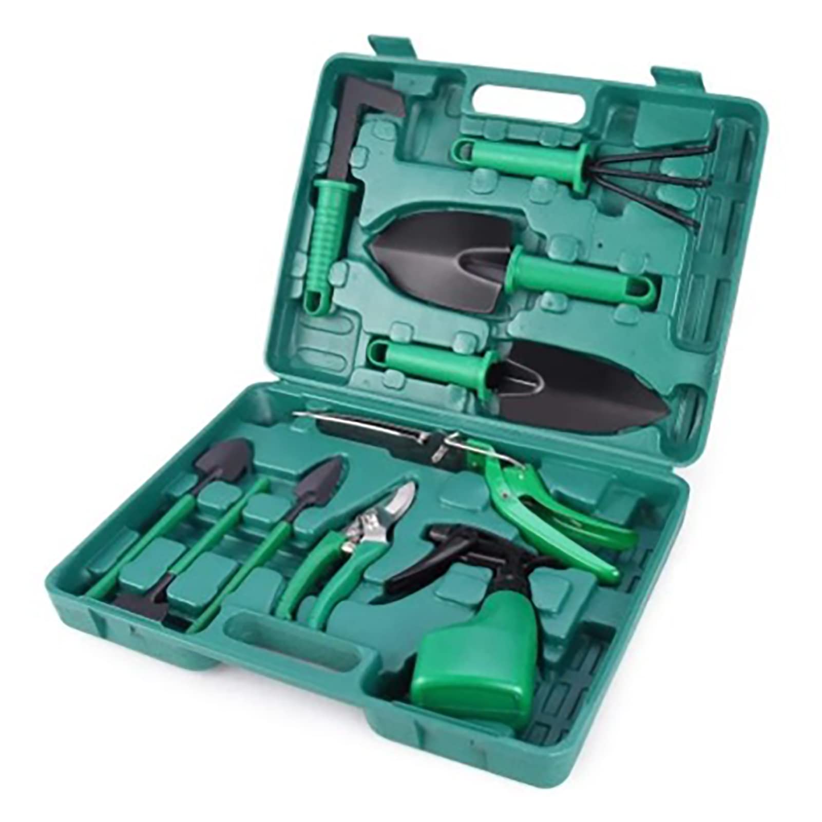 FLEXMAN 10Pcs Juego de Herramientas de Jardinería, Potting Gadget Spray Botella Podadora Pala Paleta Herramientas de Jardín con Caja de Almacenamiento para Cavar Plantar Podar