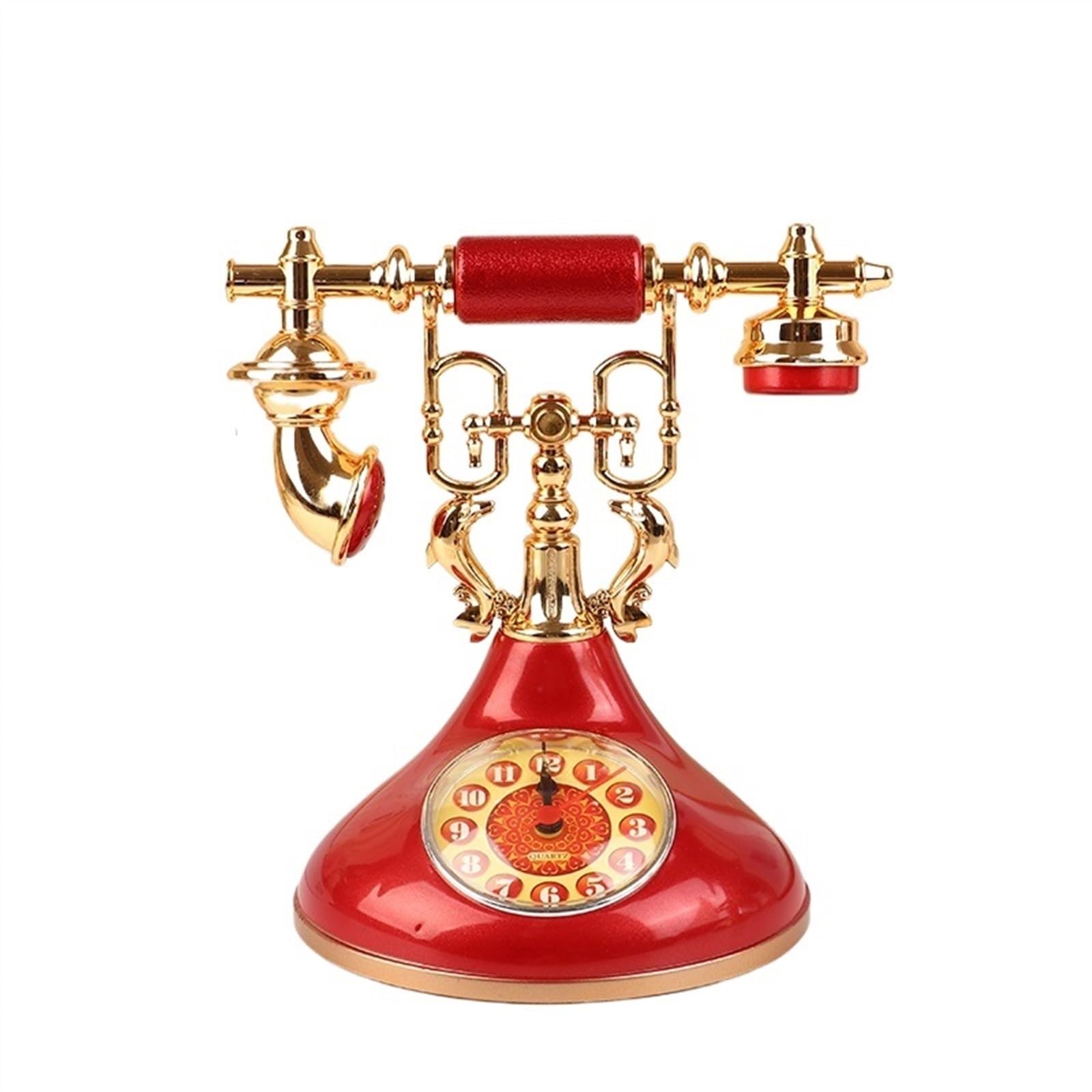 G5Z9W3C7M2 Loud Alarm Clocks Retro Telephone Model Alarm Clock Creative Timekeeper Desktop Ornament for Home Room Bedside Table Decoration(Red)