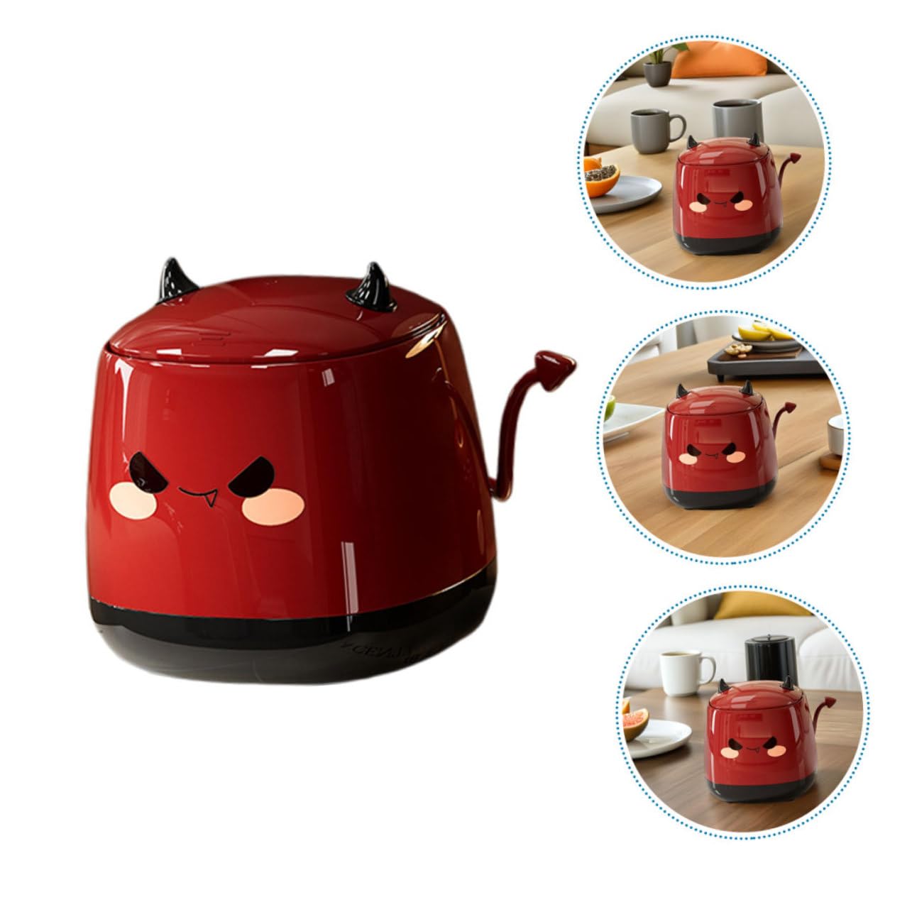 STOBAZA Mini Desktop Trash Can mit Deckel Kompakter Leiser Tischabfalleimer für Büro Schlafzimmer Büro Süßer Roter Platzsparende für Schreibtisch und Arbeitsbereich