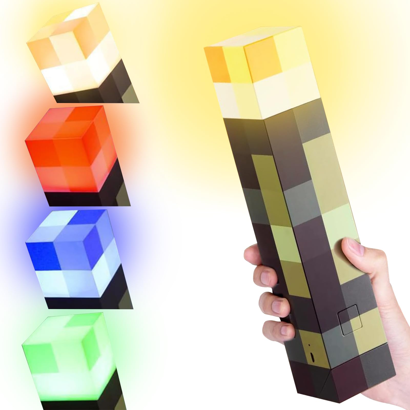 Lampada Torcia Artigianale, Luce Notturna da Parete con Gancio, 4 Colori, USB-C per Lampada da Comodino per Soggiorno, Studio, Camera, Gaming