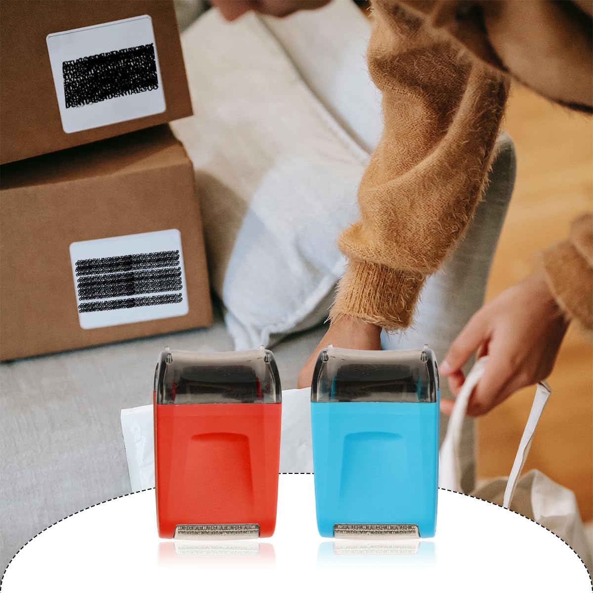 Luckious 2 Pieces Identity Theft Prevention Stamp - Safeguard Your Privacy with Wide Rolling Security Stamps (Blue & Red)! - Image 4