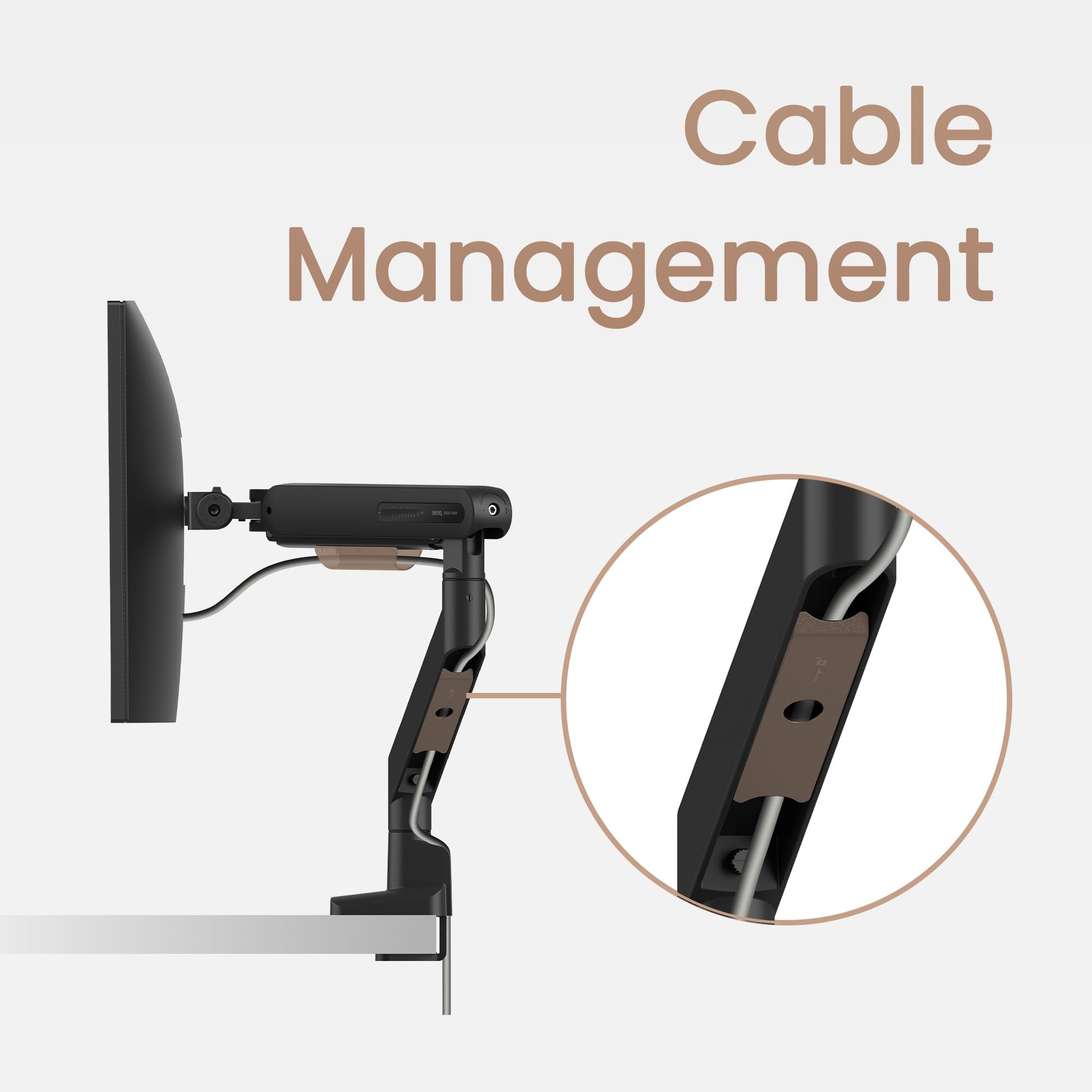 BenQ Ergo Arm BSL01 – Brazo para Monitor, Ajuste Fluido, Soporte de Escritorio Estable, Compatible con VESA (75×75, 100×100), soporta hasta 40" y 11 kg. Grosor de Escritorio 10~50 mm