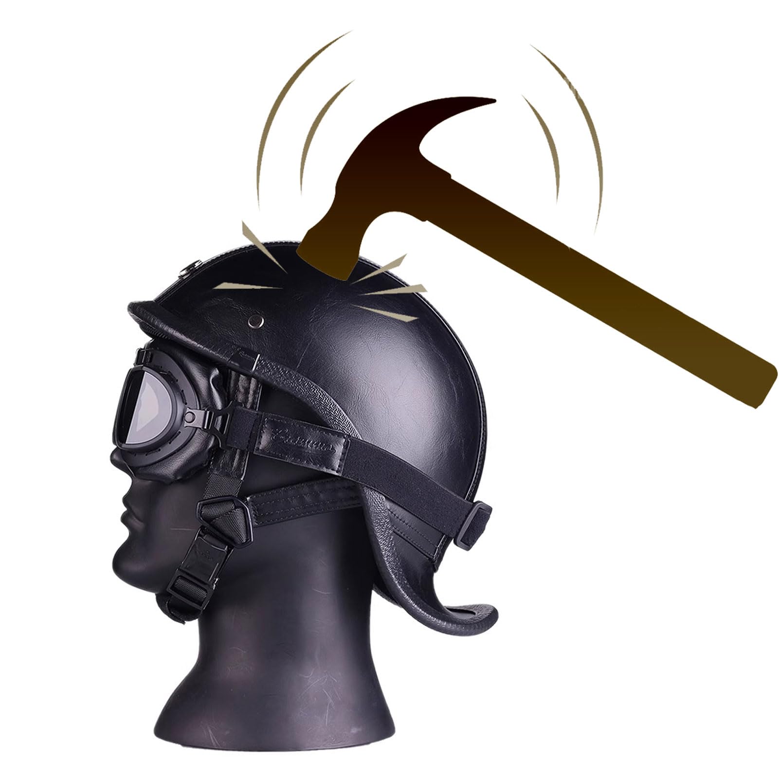 Motorcycle Half Helmet, Half Helmet Polo Cap Half Shell Open Face Motorcycle Helmet, DOT/ECE Approved Motorcycle Vintage German Leather Half Face Helmet (A M) : Everything Else