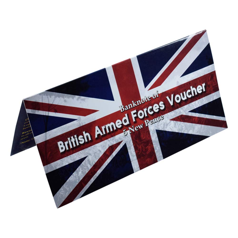 MW MINTAGE WORLD British Armed Forces Voucher Description Card 5 New Pence