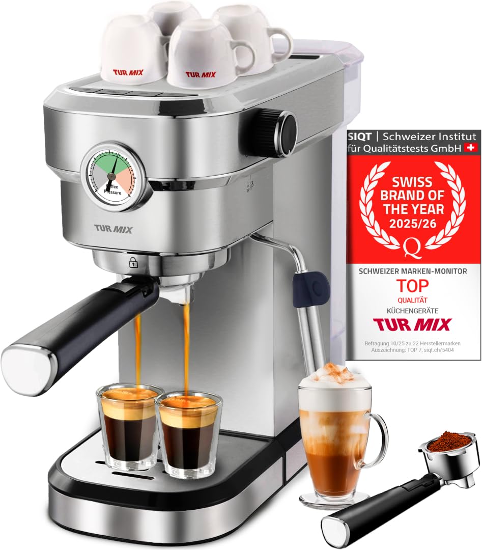 Turmix TX 590, machine à espresso porte-filtre, acier inoxydable, 20 bars