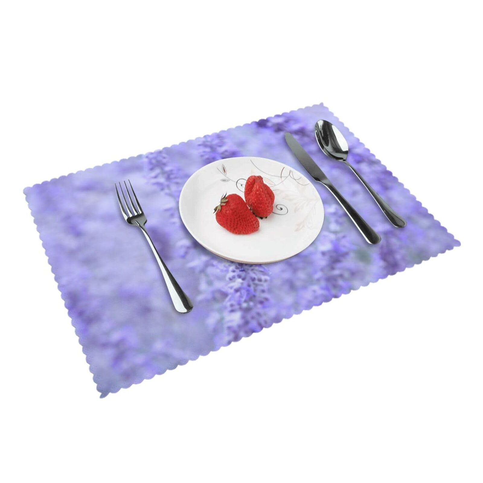 Purple Lavender Colored Flowers Printed Placemats Set of 4 PCS Washable Placemat for Kitchen Table Heat-resistant Table Mats 45x30 CM