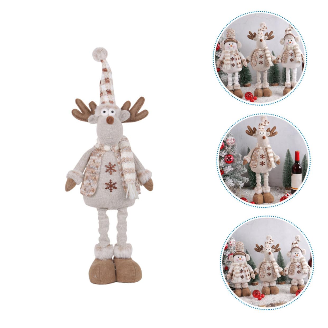Zerodeko Statuetta Natalizia a Forma di Renna Cappello a Punta in Stoffa e Cotone Pp, Decorazione da Tavolo Creativa e Calda per Arredamento Casa e Bar a Tema Natale