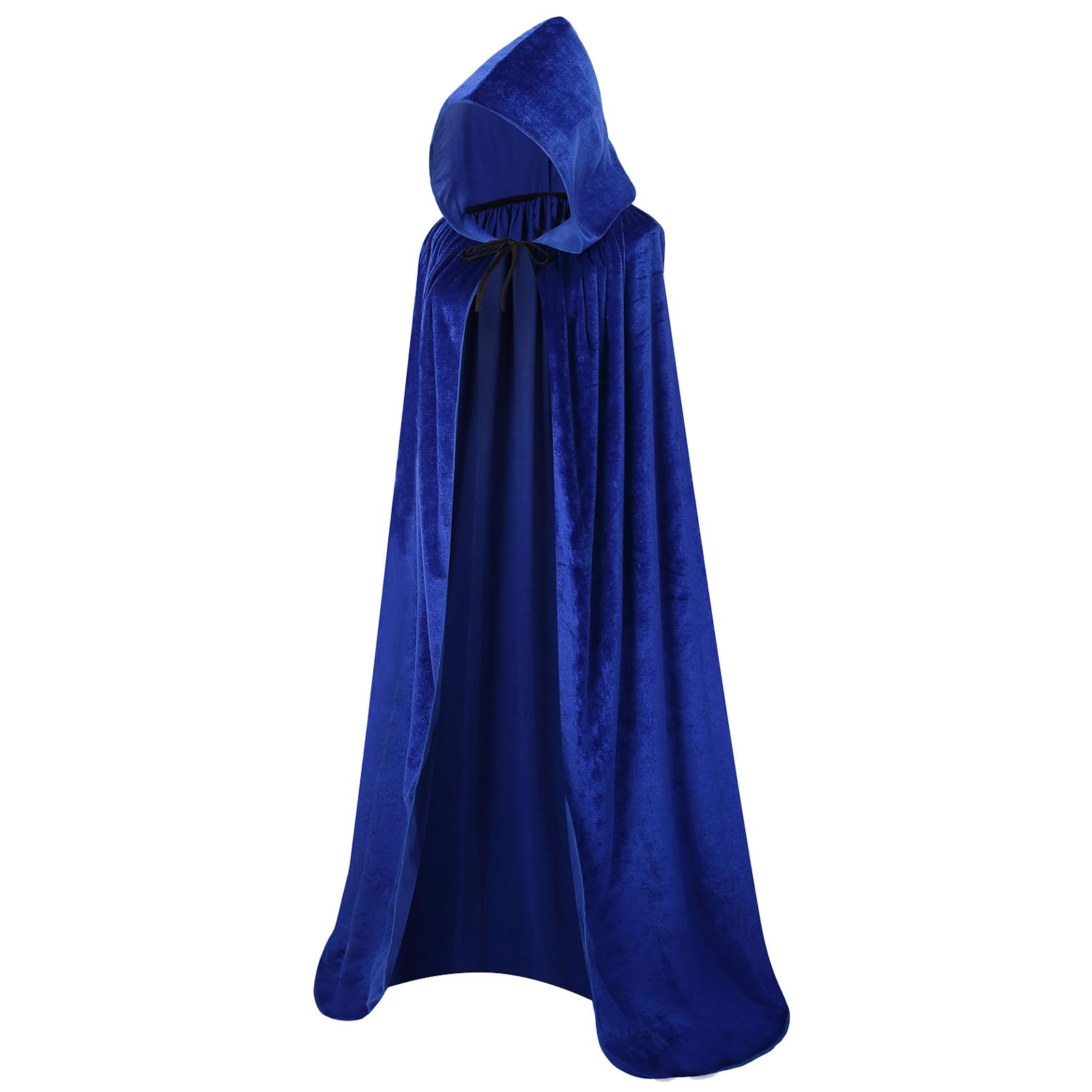 maxToonrain Velvet Hooded Cape for Adults Unisex Cloak with Hood for Halloween Christmas World Book Day Fancy Dress Costume (150cm-Blue) - Image 2