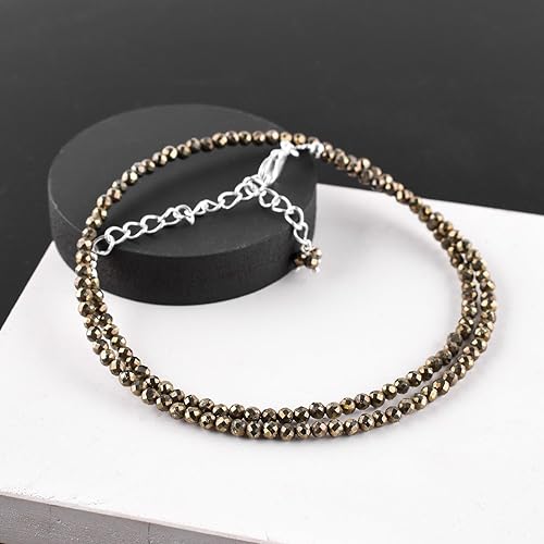 Miniatura 2 de Gargantilla de piedras preciosas naturales, cuentas redondas facetadas, joyería chapada en plata, cristales curativos, cumpleaños, hecho a mano