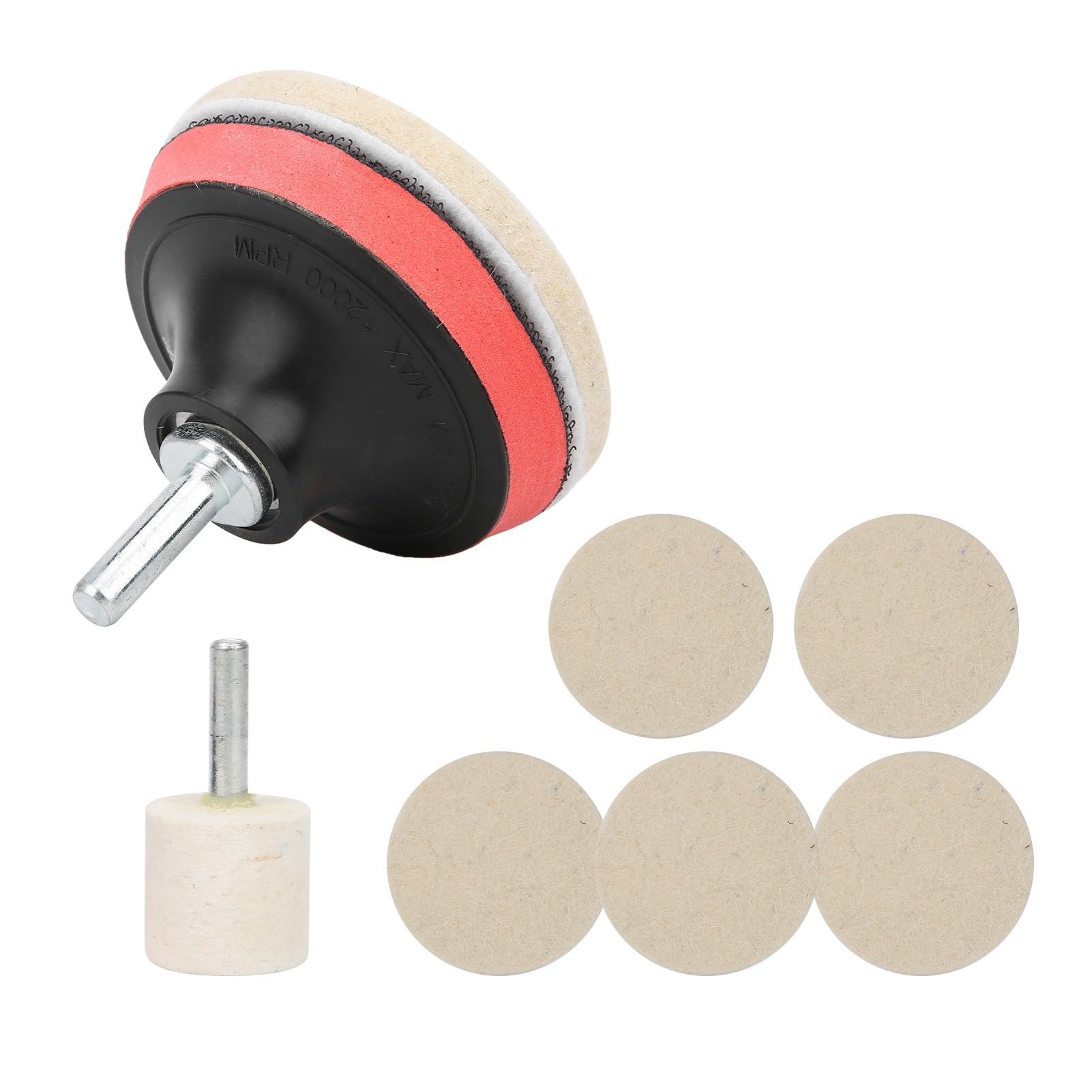 Kits de Pulido de Vidrio, Removedor de Rayones de Vidrio para Parabrisas de Automóvil Óxido de Cerio en Polvo Almohadilla de Pulido de Lana Juego de Pulido de Ruedas Almohadillas