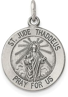 Colar com pingente de medalha de São Jude Thaddeus de prata esterlina 925 pingente religioso padroeiro St joias finas para mulheres presentes para ela, Prata esterlina
