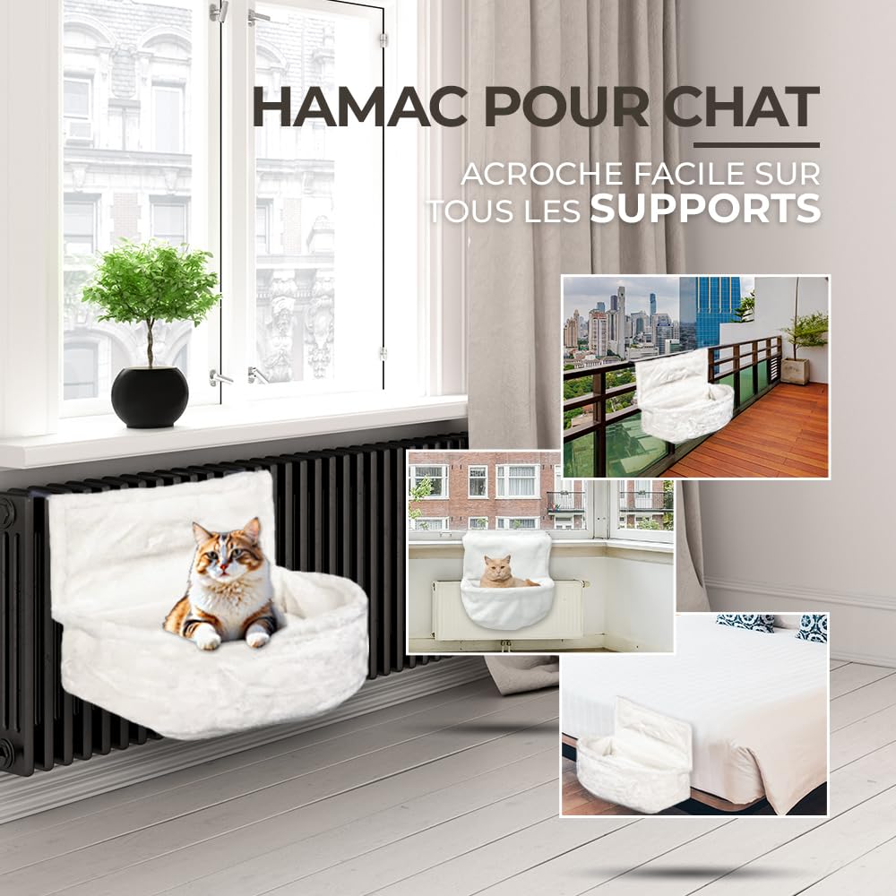 Amaca gatto per radiatore | Supporto regolabile e massima sicurezza | Design elegante e moderno | Facile da pulire | Adatto per gatti fino a 10 kg, 3 giocattoli offerti
