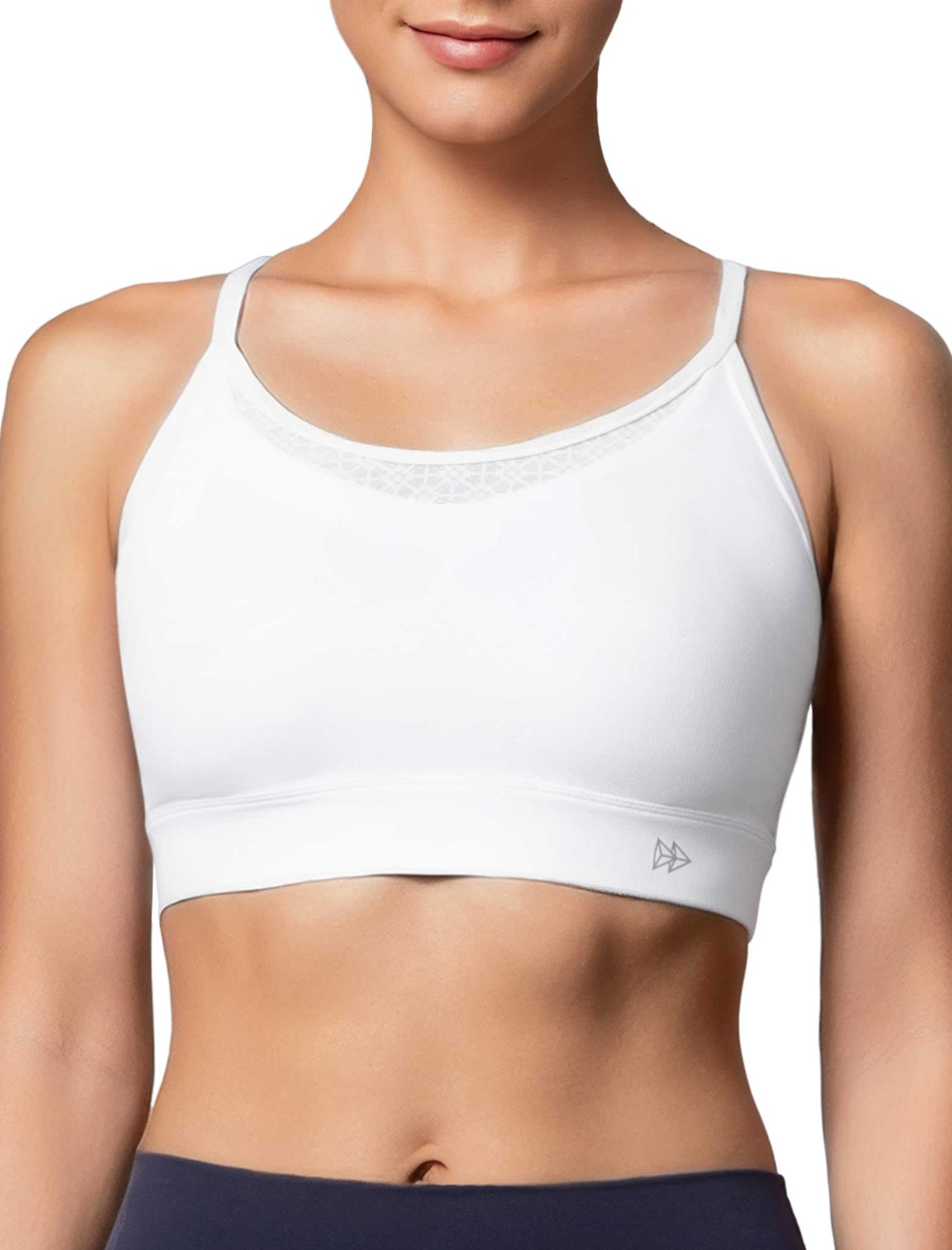 Yvette Reggiseno sportivo leggero da donna, coppa fissa 3D, maglia a rete, per yoga, allenamento, con spalline sottili