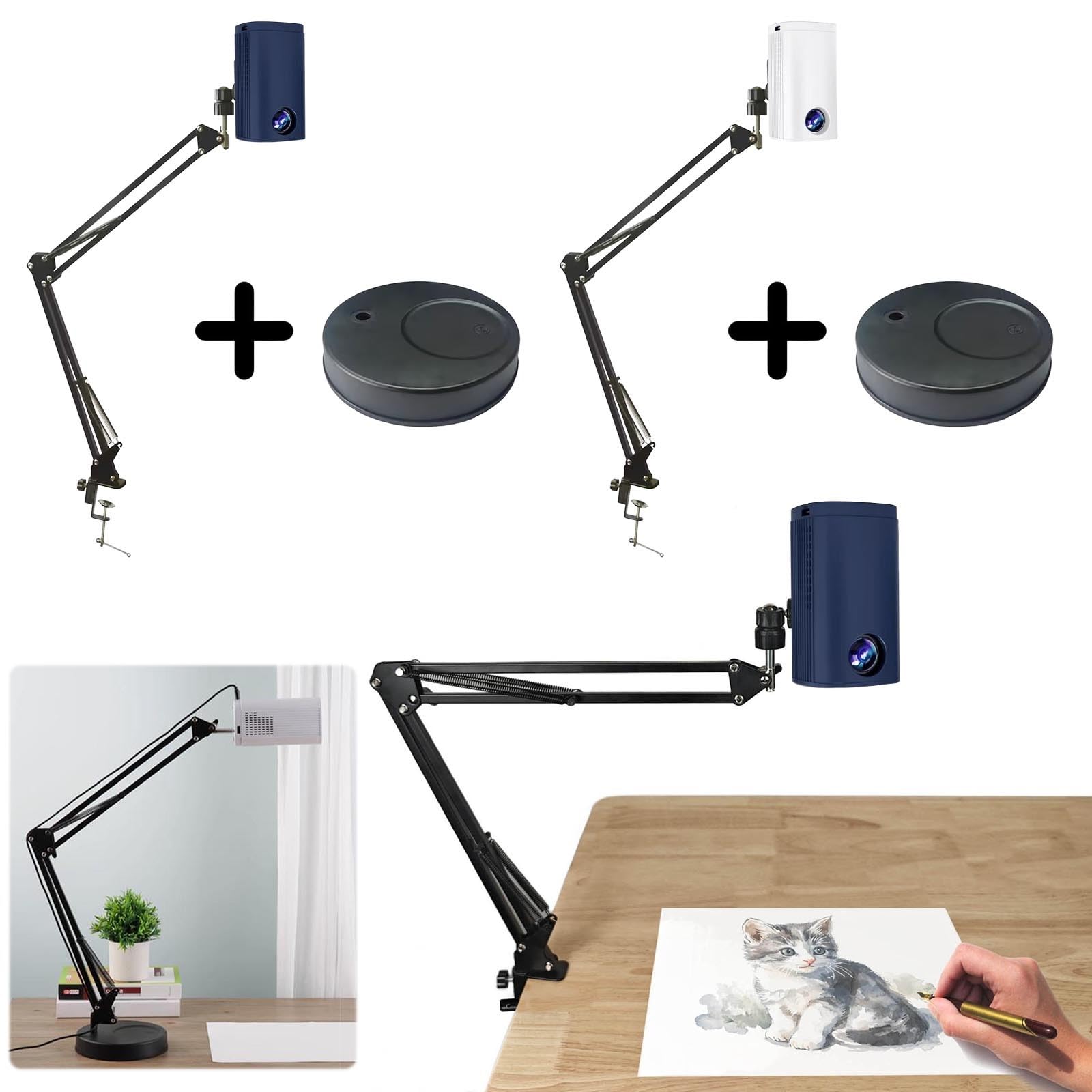 Kunstprojektor zum Zeichnen von Zeichnen, Malerei, Mini, tragbar, Digitalprojektor für Desktop, Leinwand, Wandkunst, Zubehör für Künstler, Sketching Tool (Weiß)