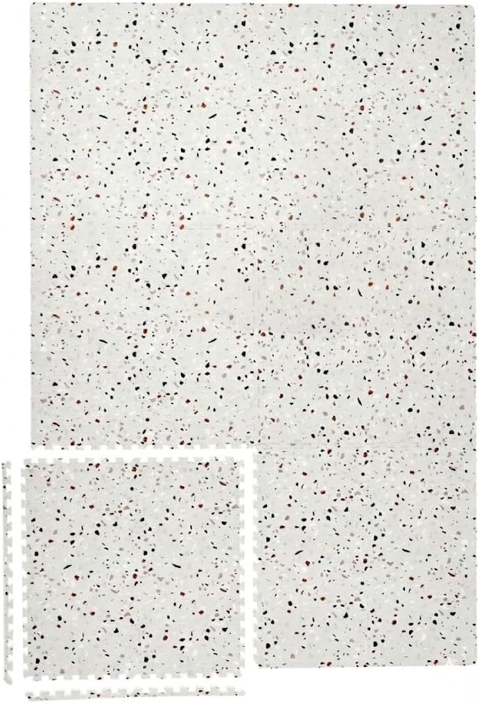 Yay Mats Stylish Extra Large Puzzle Mat, Thick,Inter Locking Foam Floor Tile Covers 6 ft x 4 ft. Expandable Tiles with Edges Exercise and Kids mat Protective Floor Surface (Henri TERRAZZO)