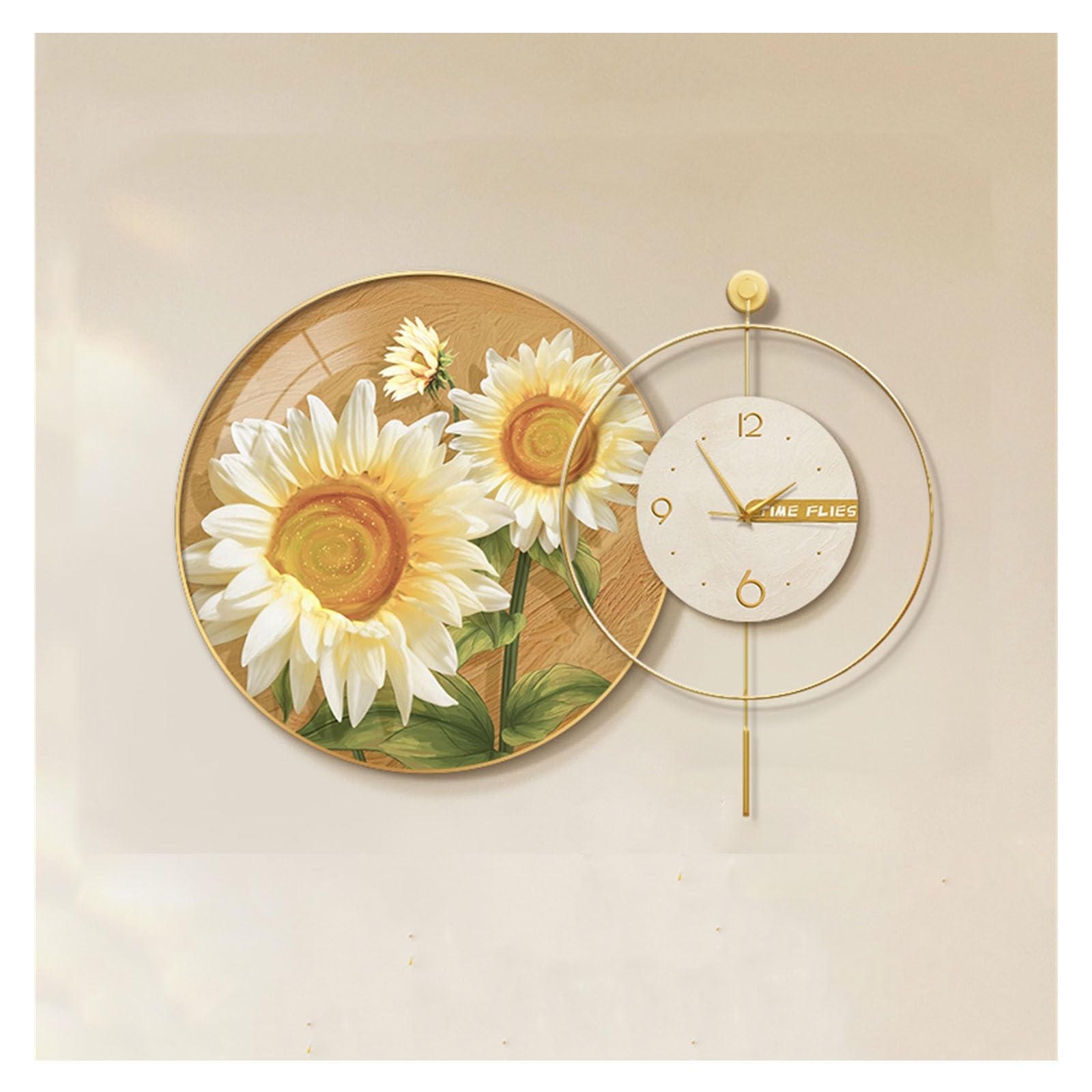 Reloj Cocina Relojes de Arte Pared Flores 3D decoración Colgante